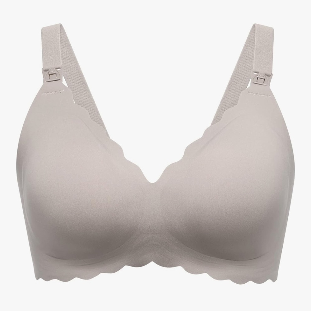 Momcozy Nursing Bra, seamless and wireless, brown, size large